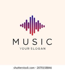 elemento reproductor de música de logotipo. plantilla de música electrónica, igualador, tienda, discoteca, discoteca. Concepto del logotipo de ondas de audio, Tecnología multimedia temática, Forma abstracta. - vector