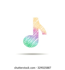logo musical note painted in the colors of the rainbow