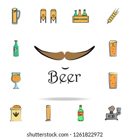 logo mustache beer colored sketch style icon. Detailed set of color beer in hand drawn style icons. Premium graphic design. One of the collection icons for websites, web design on white background