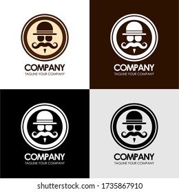 Logo des Senfmanns in einem Kreis. Design-Logo.