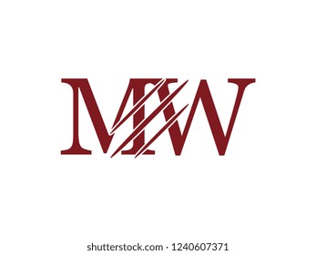 the logo of the MW letter with the style of scratching the incision