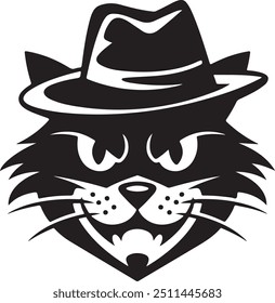 A logo with a mysterious cat face made of lines