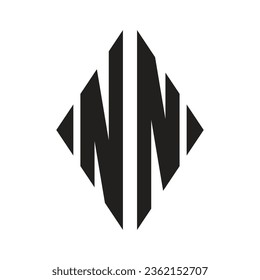 Logo N kondensierte Rhombus Monogram 2 Letters Alphabet Font Logo Logotype Stickerei