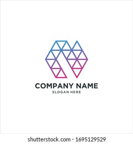 logotipo en el diseño del logotipo abstracto hexagonal. derecha, izquierda, arriba y abajo. Iconos de entrega, Web, tecnología, Digital, Marketing, Red. concepto de construcción. -vector