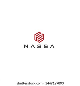 Logo N hexagon line art logo design