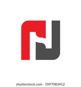 Logo N, Initial Letter N Logo, Red  Color Square Alphabet Icon Design