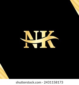 Logo N K Letter Luxurious Logos, creative typography vector of company initial name logotype designs.