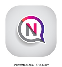 logo N letter colorful on circle chat icon. Vector design template elements for your application or company identity.