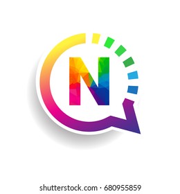 logo N letter colorful on circle chat icon. Vector design for your application or company identity.