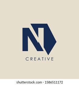 Logo N Letter Geomtrical Techno Half Hexagon. Vector design concept geomtric half hexagon  with letter logo icon.