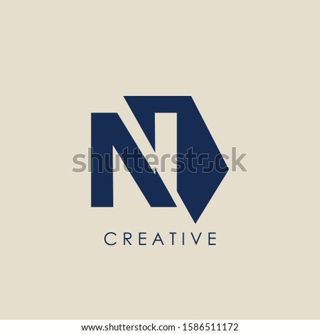 Logo N Letter Geomtrical Techno Half Hexagon. Vector design concept geomtric half hexagon  with letter logo icon.