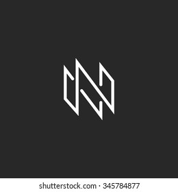 Logo N letter monogram, overlapping thin lines modern design element for business card NN symbol emblem mockup