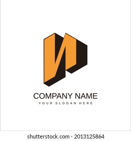 Logo "N" letter shaped hexagon vector