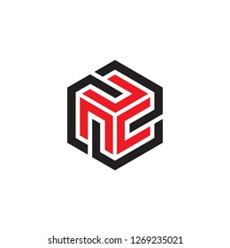 logo n or u hexagon design vector 