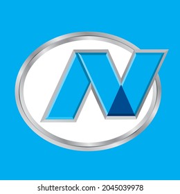 logo N vector for logo design, light blue and dark gray color guide gradation