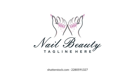 Logo nail beauty or nail polish icon logo design for beauty salon with unique concept Premium Vector