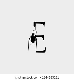 logo nail with letter e vector design