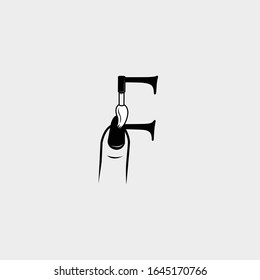 logo nail with letter f vector design