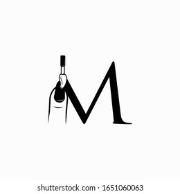 uñas con logo con diseño vectorial de letra m