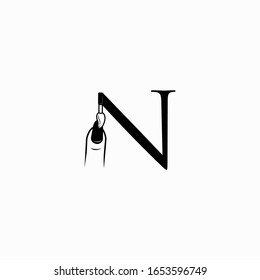 logo nail with letter n vector design