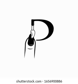 uñas con logotipo y diseño vectorial de letra p