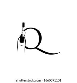 Logo-Nagel mit Buchstaben q Vektorillustration-Design