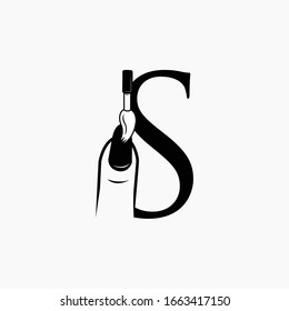 uña de logo con diseño vectorial de letra