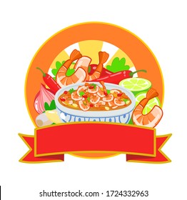 Logo Nam Prik Kung Siap smoked shrimp paste chili dip Vector                      