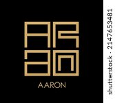 Logo name of AARON. Initial letter and brand identity. Typography design. Lineart and monogram. Letter A, A, R, O, and N combination shaping square.
