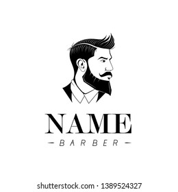 Logo name barber. Vector logo design with style barber shop. - vector