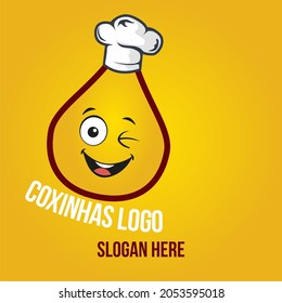 LOGO NAME BRAZILIAN COXINHAS MASCOT YELLOW EMOJI CHEF