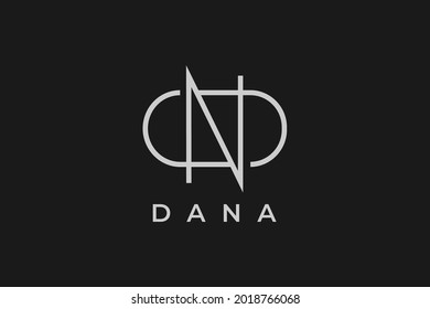 nombre del logotipo Dana, diseño del logotipo utilizable para el logotipo privado, icono de la tarjeta de visita, icono de los medios sociales