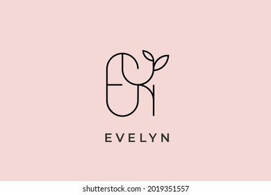 logo name Evelyn, usable logo design for private logo, business name card web icon, social media icon