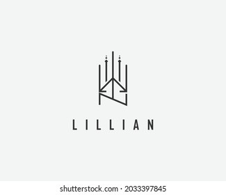 nombre del logotipo Diseño utilizable de Lillian para el logotipo privado, icono de la tarjeta de presentación web, icono de los medios sociales
