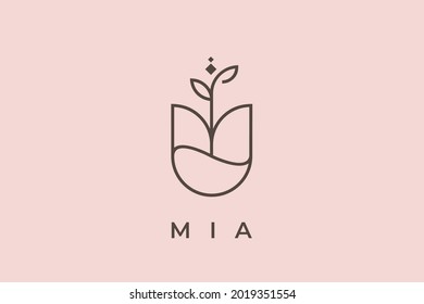 logo name Mia, usable logo design for private logo, business name card web icon, social media icon