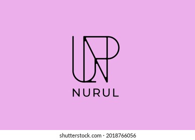 logo name Nurul, usable logo design for private logo, business name card web icon, social media icon
