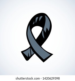 Logo of narcolepsy, memorial sign of crape for those loss in terrorist attack, European day of tragic remember for victims of nazism. Abstract line issue concept. Hand drawn doodle graphic emblem