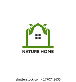 logo of a natural house with a unique leaf as the roof