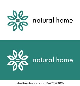 Logo natural leaves building home, nature leaf, real estate logo, icon leaf home window green, eco building, modern logo leaves.