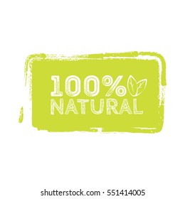 Logo Natural with leaves, natural product, organic, healthy food. Organic food badge in vector cosmetic, food. Lettering Natural
