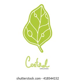 Logo natural product. The leaf of the tree. The pattern for the logo design, paper, business cards, document. The company logo of the product. The label on the product. White background.