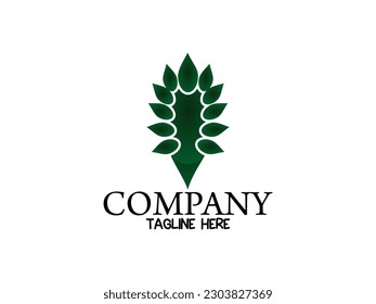 logo with nature concept, green leaf illustration.
