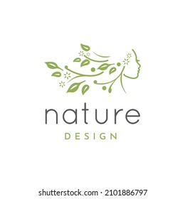 Logo Nature Design Woman Vector
