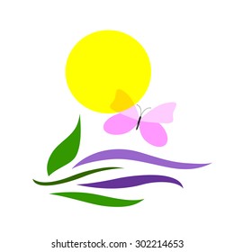 logo nature. Flower and butterfly.