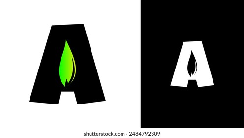 Logo A nature. A logo. modern leaf logo. unique letter A logo. Letter A