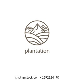 logo nature mountains illustration outline circle design template ornament