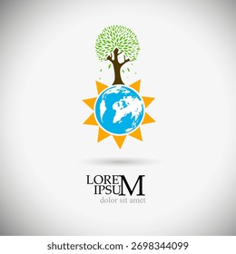 Logo Naturbaum und Sonne. Nicht AI, Vektorgrafik.