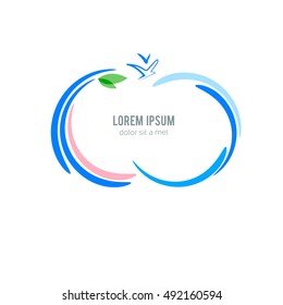 Logo. Nature vector illustration. Soaring Flying Bird abstract Logo circle shape design vector template. Falcon Eagle Phoenix Logotype icon.