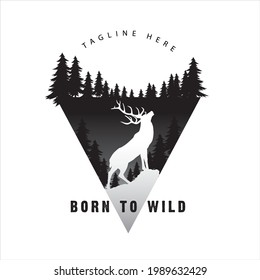 Logo Nature Wild Life Environment, Pine Tree, Vector Illustration