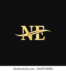 Logo N.E Letter Luxurious Logos design logotype, Royal typography vector of initial company name design.